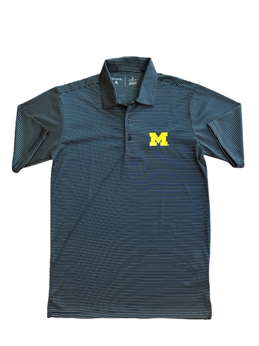 Antigua Michigan Blue Men's Small Wolverine Golf Polo Shirt Performance Stretch